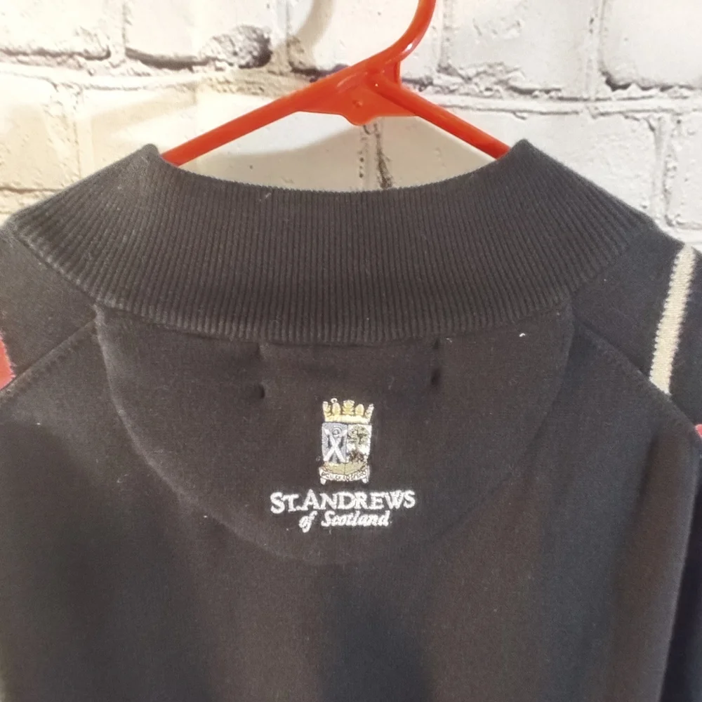 St Andrews Golf Vintage Scotland Sweater Vest  Large Diamond Pattern Navy Pink